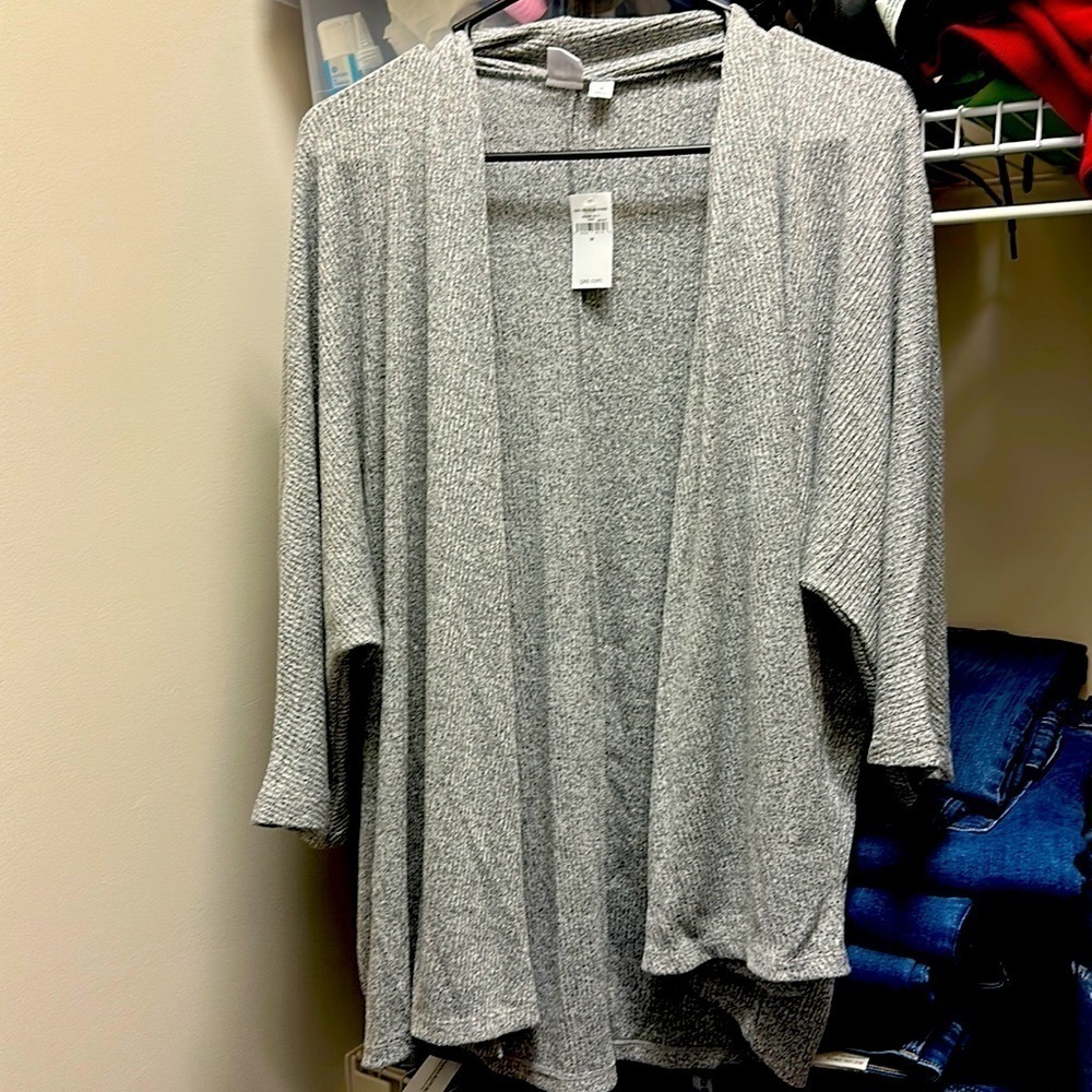 Cascade Drape Front  Ribbed Cardigan - Picture 2 of 7